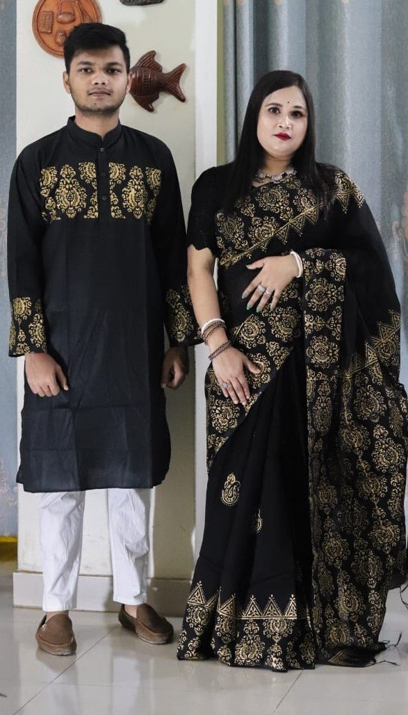 প্রিয়জনের সাথে মিলিয়ে ট্রেন্ডি শাড়ি-পাঞ্জাবি!